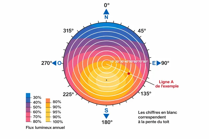 Flux solaire selon orientation inclinaison