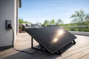Panneau solaire plug and play sur terrasse