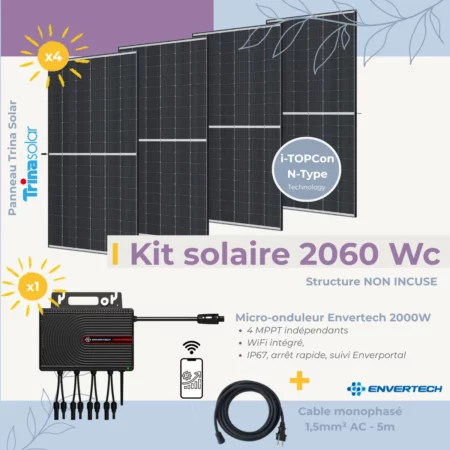 Kit solaire Plug and Play 2060 Wc sans structure