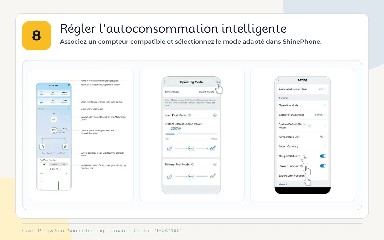 Réglage de l’autoconsommation intelligente de la Growatt NEXA 2000