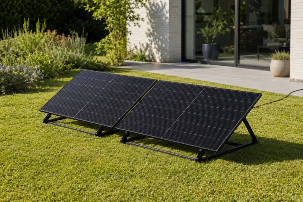 Kits solaires plug and play avec deux panneaux horizontaux sur structures K-Seng
