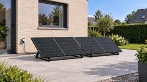 Deux panneaux solaires Plug and Play sur terrasse en Belgique