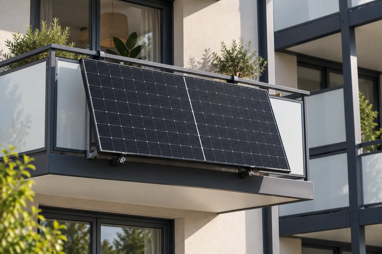 Panneau solaire balcon Trina avec structure K-Seng noire