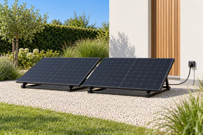 Prise pour kit solaire Plug & Play avec deux panneaux Trina sur structures K-Seng